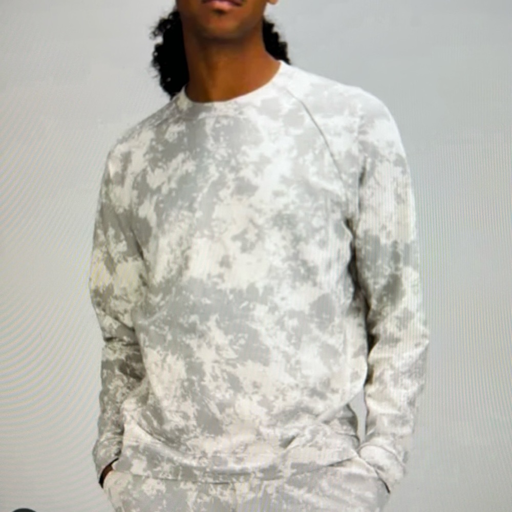 New Lululemon‎ City Sweat Tie Dye Crewneck Sweatshirt White Opal Silver Drop